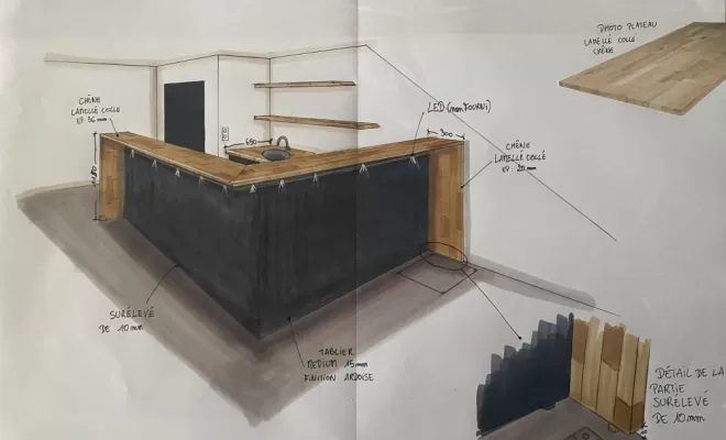 Croquis architecte d'intérieur, Vence, Cocon d’Ébène